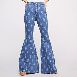 Free People Just Float on Flare Limited Edition Printed Jeans